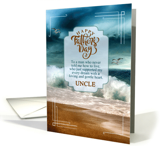 Uncle on Father's Day Sentimental Message with Crashing Waves card