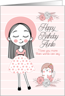 Auntie’s Birthday BEST AUNT in the World Pink Girl and Cat card