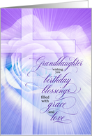 Granddaughter Christian Birthday Blessings Purple Rose and Cross card