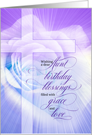 for Aunt Christian Birthday Blessings Purple Rose and Cross card
