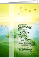 for Godson Christian Birthday God’s Light and Love Scenic card