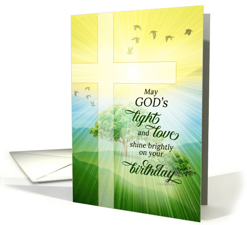 for Friend Christian Birthday God's Light and Love Rolling Hills card