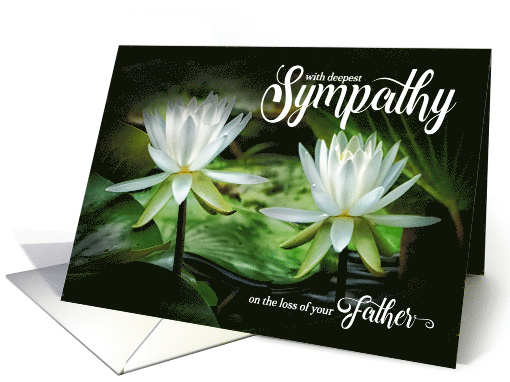 Loss of a Father Sympathy White Waterlilies card (1688388)