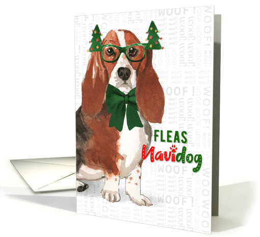 Funny Christmas Basset Hound Fleas NaviDOG Pet Lover Holiday card