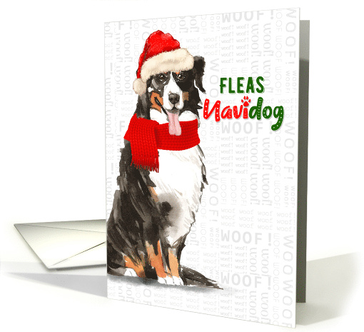 Funny Christmas Bernese Mountain Dog Fleas NaviDOG Pet Lover card