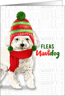 Funny Christmas Bichon Frise Fleas NaviDOG Dog Lover’s Holiday card