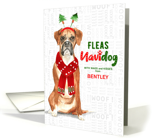 From the Dog Christmas Boxer Funny Fleas NaviDOG Custom card (1690084)