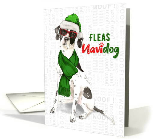Funny Christmas English Pointer Fleas NaviDOG Pet Lover Holiday card