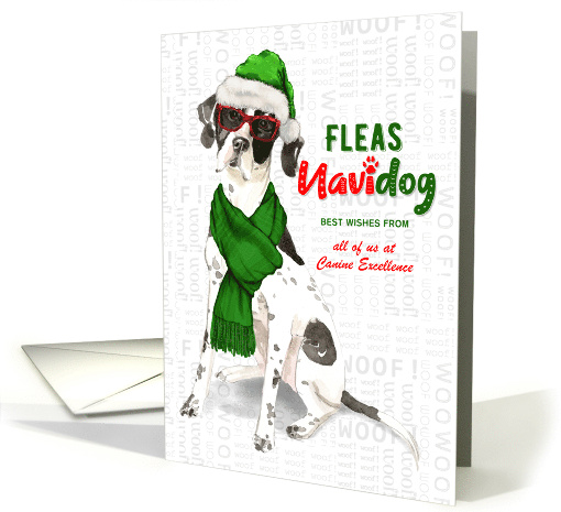 Business English Pointer Fleas Navidog Christmas Dog Custom card