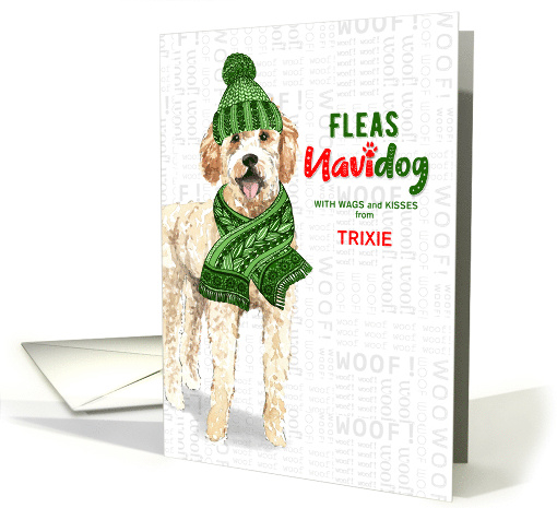 From the Dog Christmas Goldendoodle Funny Fleas NaviDOG Custom card