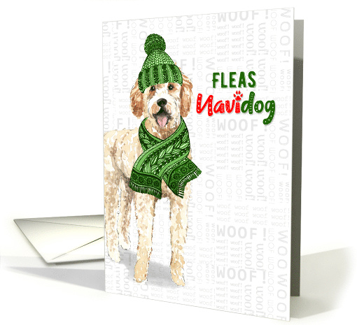 Funny Christmas Goldendoodle Fleas NaviDOG Pet Lover Holiday card