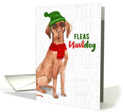 Funny Christmas Hungarian Vizsla Fleas NaviDOG Pet Lover Holiday card
