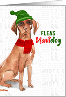 Funny Christmas Hungarian Vizsla Fleas NaviDOG Pet Lover Holiday card
