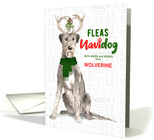 From the Dog Christmas Irish Wolfhound Fleas NaviDOG Custom card
