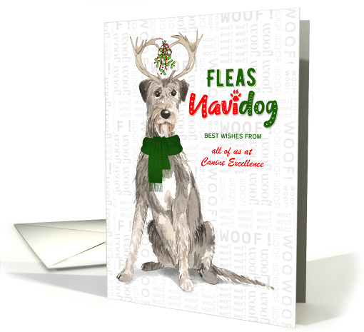 Business Irish Wolfhound Fleas Navidog Christmas Dog Custom card