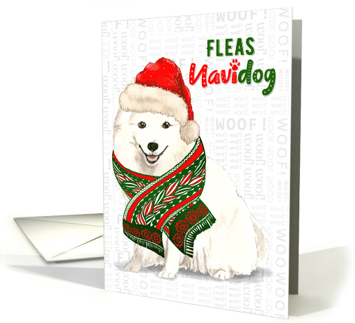 Funny Christmas Japanese Spitz Fleas NaviDOG Pet Lover Holiday card