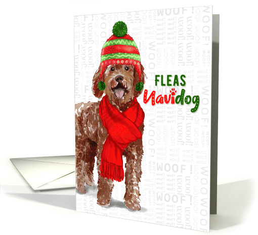 Funny Christmas Labradoodle Fleas NaviDOG Pet Lover Holiday card