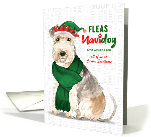 Business Lakeland Terrier Fleas Navidog Christmas Dog Custom card