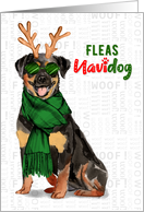 Funny Christmas Rottweiler Fleas NaviDOG Pet Lover Holiday card