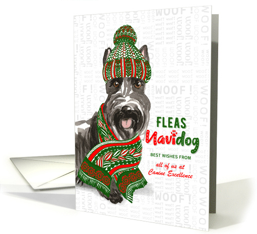 Business Scottish Terrier Fleas Navidog Christmas Dog Custom card