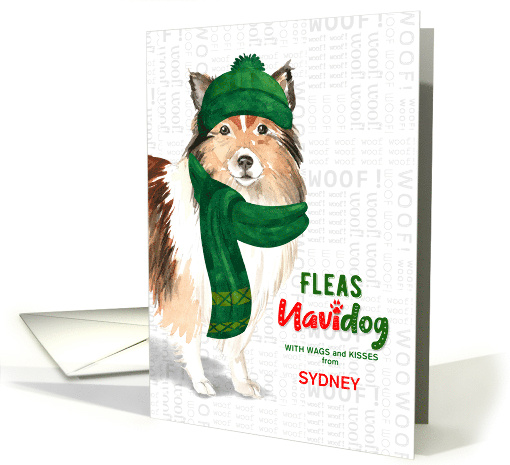 From the Dog Christmas Shetland Sheepdog Fleas NaviDOG Custom card