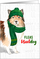 Christmas Shetland Sheepdog Fleas NaviDOG Pet Lover Holiday card