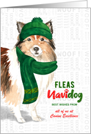Business Shetland Sheepdog Fleas Navidog Christmas Dog Custom card