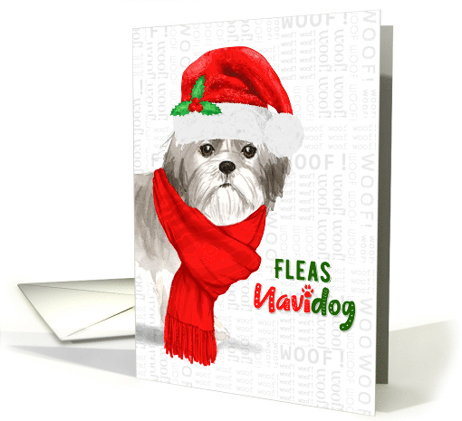 Funny Christmas Imperial Shih Tzu Fleas NaviDOG Pet Lover Holiday card