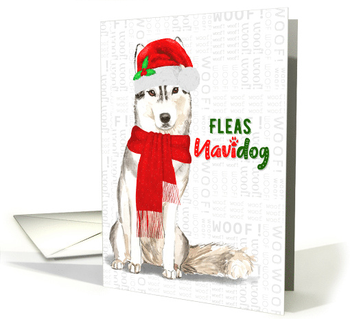 Funny Christmas Siberian Husky Fleas NaviDOG Pet Lover Holiday card