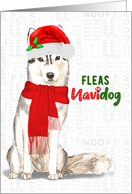 Funny Christmas Siberian Husky Fleas NaviDOG Pet Lover Holiday card
