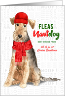 Business Welsh Terrier Fleas Navidog Christmas Dog Custom card