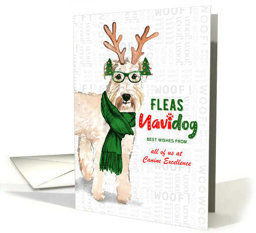 Business Wheaten Terrier Fleas Navidog Christmas Dog Custom card