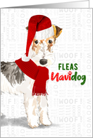 Funny Christmas Wire Haired Fox Terrier Fleas NaviDOG Holiday card