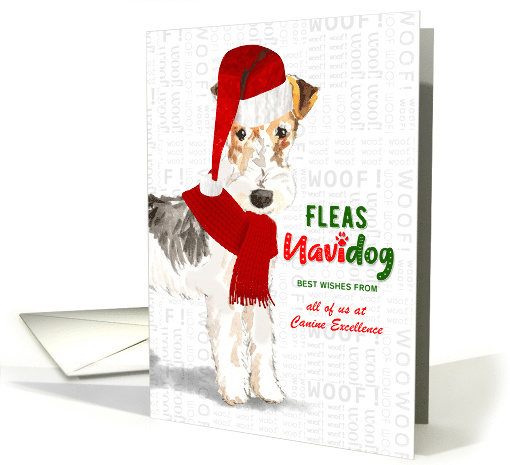 Business Wire Haired Fox Terrier Funny Christmas Dog Custom card