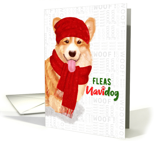 Funny Christmas Welsh Corgi Fleas NaviDOG Pet Lover Holiday card