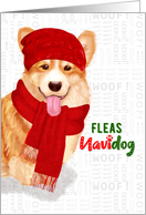 Funny Christmas Welsh Corgi Fleas NaviDOG Pet Lover Holiday card