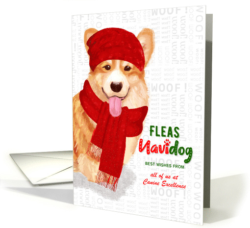 Business Welsh Corgi Fleas Navidog Christmas Dog Custom card (1693046)