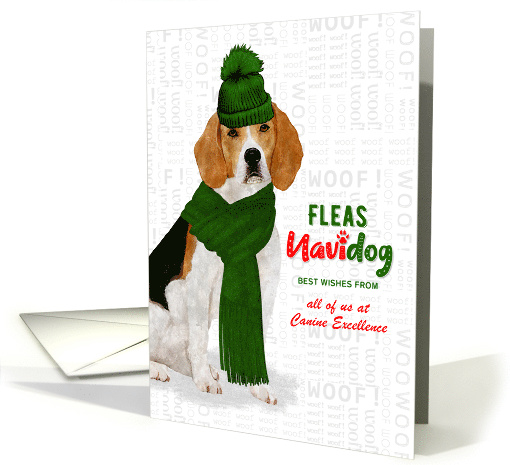 Business Beagle Fleas Navidog Funny Christmas Dog Custom card