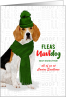 Business Beagle Fleas Navidog Funny Christmas Dog Custom card