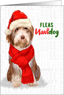 Funny Christmas Sheepdog Fleas NaviDOG Pet Lover Holiday card