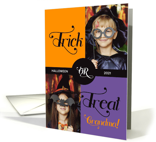 for Grandma Trick or Treat Cute Halloween Two Photos card (1693574)