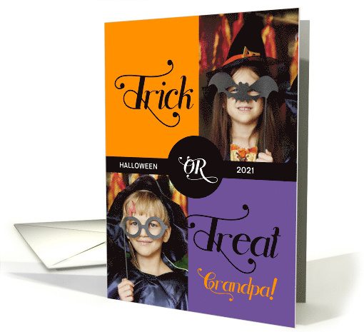 for Grandpa Trick or Treat Cute Halloween Two Photos card (1693576)
