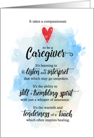 Caregiver Thank You Typographic with Watercolor Inspiring Words card