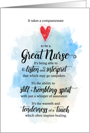 Nurse Thank You Typographic with Watercolor Inspiring Words card