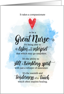 Nursing School Graduate a Compassionate Heart on Watercolor card