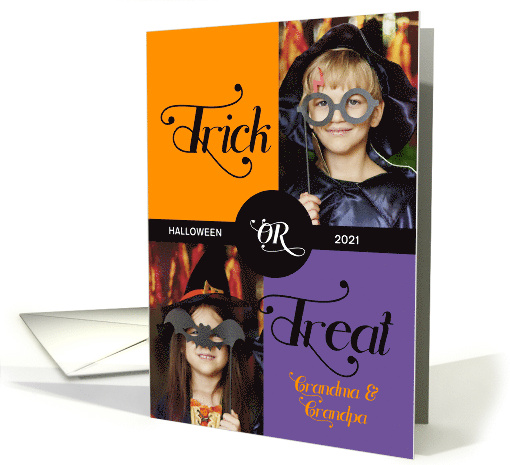 for Grandparents Trick or Treat Cute Halloween Two Photos card