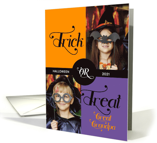 for Great Grandpa Trick or Treat Cute Halloween Two Photos card