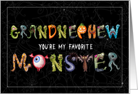Grandnephew Favorite Monster Funny Halloween Typography card