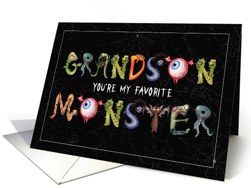 Grandson Favorite Monster Funny Halloween Typography card (1694452)