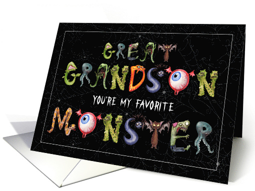 Great Grandson Favorite Monster Funny Halloween Typography card
